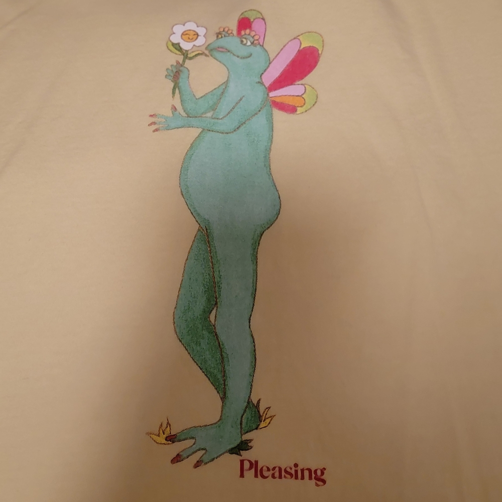 PLEASING HARRY STYLES YELLOW FROG FLOWER T-SHIRT
